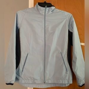 blue windbreaker